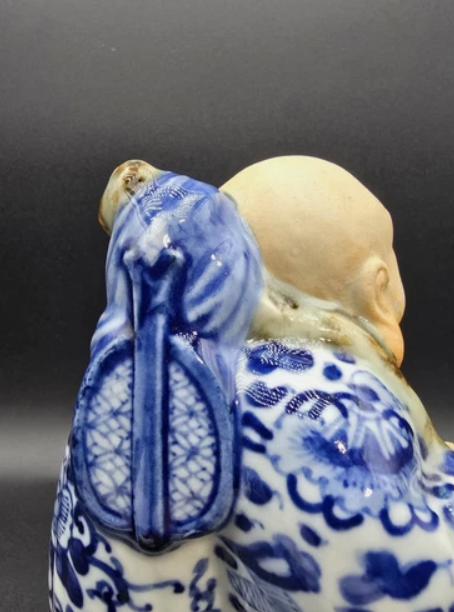 Vintage Japanese  Kutani  Hotei Buddha Figurine 6.5" Tall Japanese Art