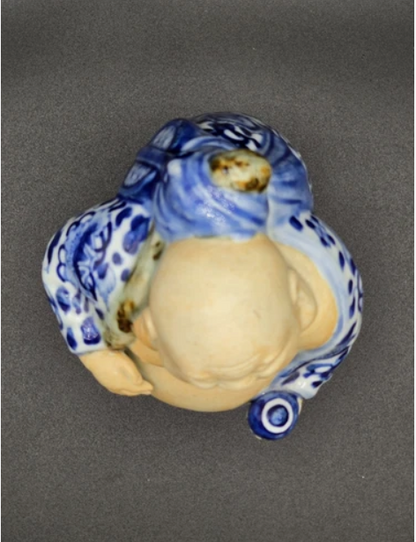 Vintage Japanese  Kutani  Hotei Buddha Figurine 6.5" Tall Japanese Art